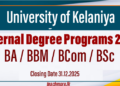 Applications for External Degree Programmes 2025 - University of Kelaniya