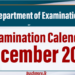 Examination Calendar for December 2025