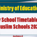 New School Timetable Issued for Muslim Schools