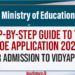 Step-by-step online application flow for Vidyapeeta 2025
