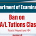 Ban on GCE A/L Tutions Classes
