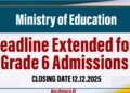 Deadline Extended for Grade 6 Admissions