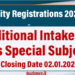 Additional Intake for Arts Special Subjects