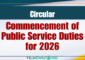 Circular: Commencement of Public Service Duties for 2026