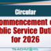Circular: Commencement of Public Service Duties for 2026