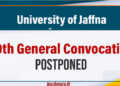 40th General Convocation of University of Jaffna Postponed