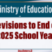 Revisions to End of 2025 School Year