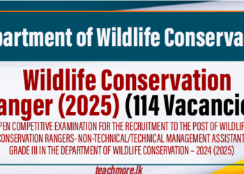 Wildlife Conservation Ranger 2025 (Open Exam)- Department of Wildlife Conservation
