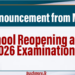 School Reopening and 2026 Examinations