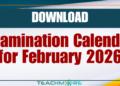 Examination Calendar for February 2026