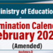 Examination Calendar for February 2026