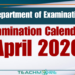 Examination Calendar for April 2026