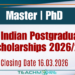 75 Indian Postgraduate Scholarships 2026