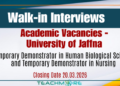 University of Jaffna Announces Walk-In Interviews for Temporary Posts