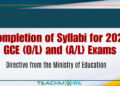 Completion of Syllabi for 2026 GCE (O/L) and (A/L) Exams