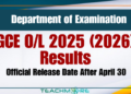 GCE O/L 2025 (2026) Results