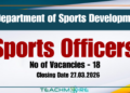 Vacancies for Sports Officers at Department of Sports Development