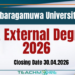 BBA External Degree 2026 - Sabaragamuwa University