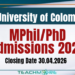 MPhil/PhD Admissions 2026 - University of Colombo