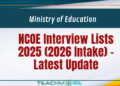 NCOE Interview Name List 2025