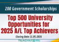 Top 500 University Opportunities for 2025 A/L Top Achievers