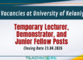 Vacancies at University of Kelaniya
