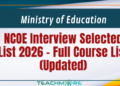 NCOE Interview Selected List 2026