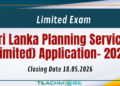 Sri Lanka Planning Service (Limited) Application– 2026