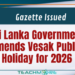 Amends Vesak Public Holiday for 2026