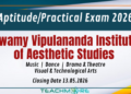 Swamy Vipulananda Institute of Aesthetic Studies - Aptitude/Practical Exam 2026