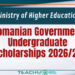 Romanian Government Undergraduate Scholarships 2026/27