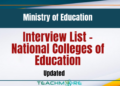 Interview List Released National College of Education Interview List (2023 & 2024 A/L)