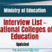 Interview List Released National College of Education Interview List (2023 & 2024 A/L)