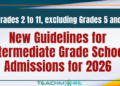 New Guidelines for Intermediate Grade School Admissions for 2026