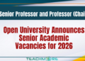 Open University Announces Senior Academic Vacancies for 2026