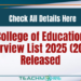College of Education Interview List 2025 (2026)