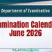 Examination Calendar for June - 2026