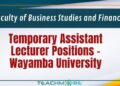Temporary Assistant Lecturer Positions
