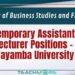 Temporary Assistant Lecturer Positions