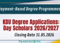 KDU Degree Applications: Day Scholars 2026/2027
