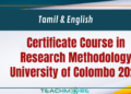 Certificate Course in Research Methodology – University of Colombo