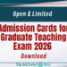 Admission Cards for Graduate Teaching Exam 2026