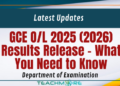 GCE O/L 2025 (2026) Results Release