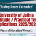 University of Jaffna Aptitude / Practical Test Applications 2025/2026 – Closing Dates Extended