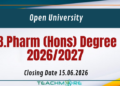 B.Pharm (Hons) Degree 2026/2027 - OUSL