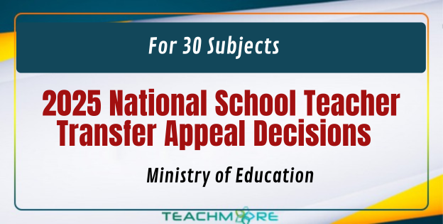 2025 National School Teacher Transfer Appeal Decisions for 30 Subjects