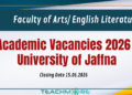 Academic Vacancies 2026 - University of Jaffna