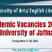 Academic Vacancies 2026 - University of Jaffna
