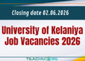 University of Kelaniya Job Vacancies 2026