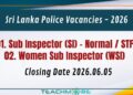 Police Sub Inspector (SI) - Sri Lanka Police Vacancies 2026